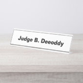 Minimalistisch Court Judge White Schreibtischnamensplakette (Vorderseite )