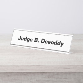 Minimalistisch Court Judge White Schreibtischnamensplakette