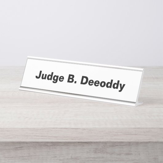 Minimalistisch Court Judge White Schreibtischnamensplakette (Vorderseite )