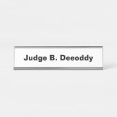 Minimalistisch Court Judge White Schreibtischnamensplakette (Vorderseite )