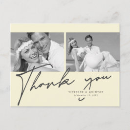 Minimalistisch Cream Frame 2 Foto Hochzeit Vielen  Postkarte