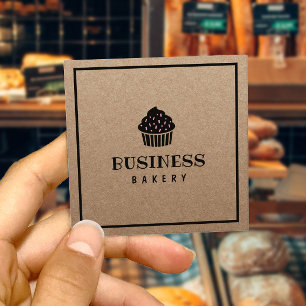 Minimalistisch Cupcake Zuhause Bakery Rustikale Kr Quadratische Visitenkarte