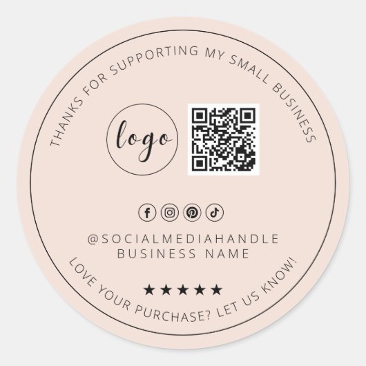 Minimalistisch Custom Boho Vielen Dank Aufkleber (Vorderseite)