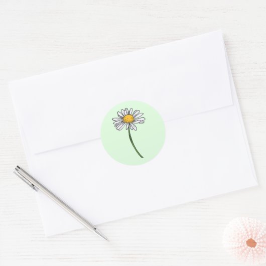 Minimalistisch Daisy Wedding Runder Aufkleber (Umschlag)