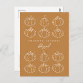 Minimalistisch dankbar dankbar gesegnete Pumpkins Postkarte (Vorne/Hinten)