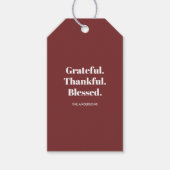 Minimalistisch dankbar, gesegnet Erntedank Geschenkanhänger (Vorderseite)