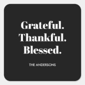 Minimalistisch dankbar, gesegnet Erntedank Quadratischer Aufkleber (Vorderseite)