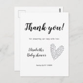 Minimalistisch Danke Baby Dusche Postkarte (Vorne/Hinten)