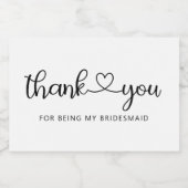 Minimalistisch danke, dass du meine Brautjungfrau  Schaumweinetikett (Einzelnes Label)