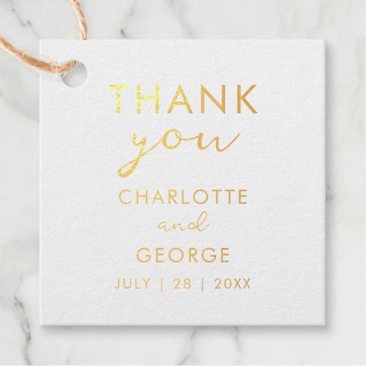 Minimalistisch Danke, dass Sie HochzeitGold Foil Geschenkanhänger (Vorderseite)
