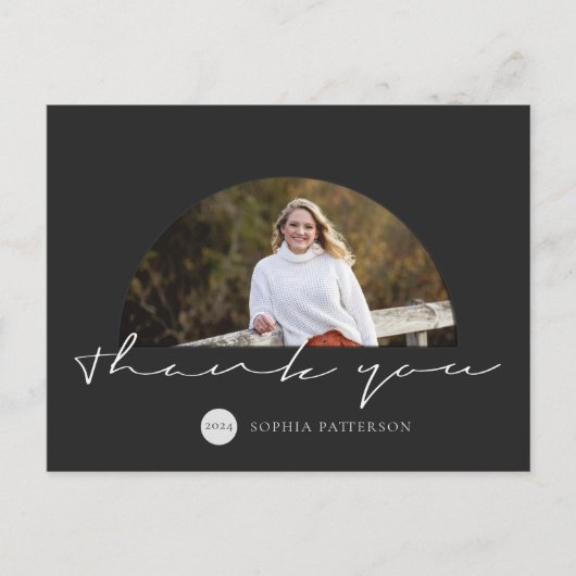 Minimalistisch Danke Foto Postkarte (Vorderseite)