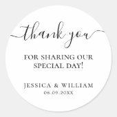 Minimalistisch danke Gastgeschenk Hochzeit Runder Aufkleber (Vorderseite)
