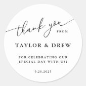 Minimalistisch danke Gastgeschenk Hochzeit Runder Aufkleber (Vorderseite)
