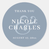 Minimalistisch danke Ihnen Dusty Blue Gastgeschenk Runder Aufkleber (Vorderseite)