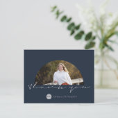 Minimalistisch danke Ihnen Foto Navy Gray Postkarte (Stehend Vorderseite)