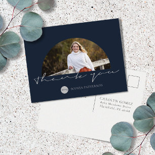 Minimalistisch danke Ihnen Foto Navy Gray Postkarte