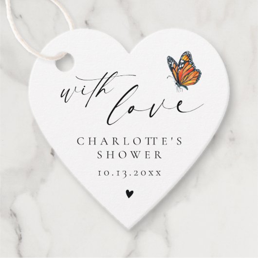 Minimalistisch Danke, Monarch Butterfly Dusche Geschenkanhänger (Vorderseite)
