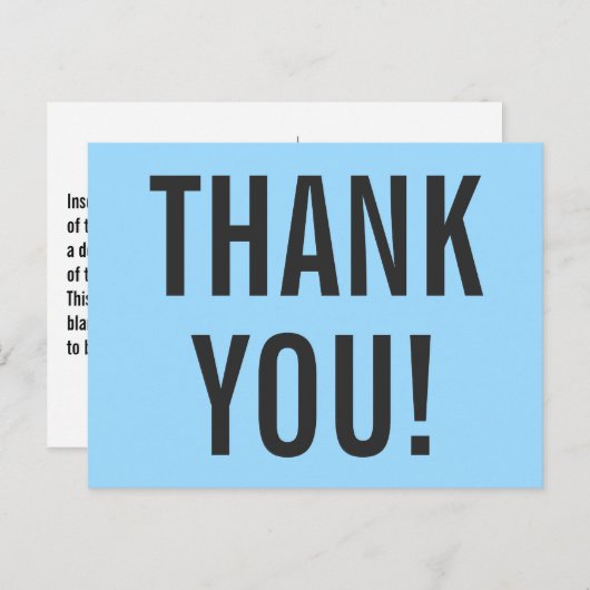 Minimalistisch "DANKE!" Postkarte (Vorne/Hinten)