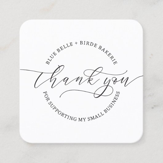 Minimalistisch Dankeschön an Script Custom Logo Br Quadratische Visitenkarte (Vorderseite)