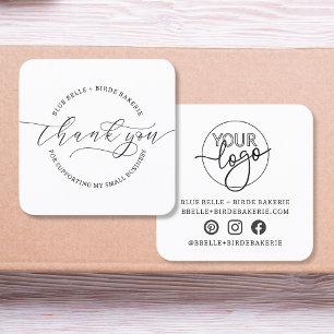Minimalistisch Dankeschön an Script Custom Logo Br Quadratische Visitenkarte
