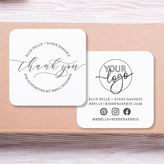 Minimalistisch Dankeschön an Script Custom Logo Br Quadratische Visitenkarte