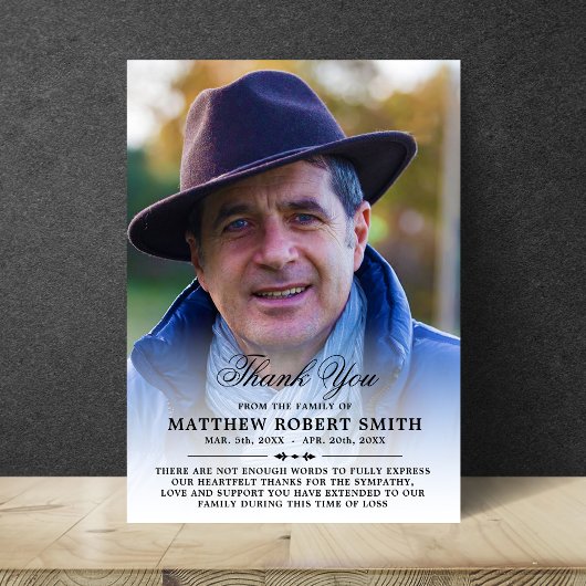 Minimalistisch Dankeschön Beileid Beerdigung FOTO Dankeskarte