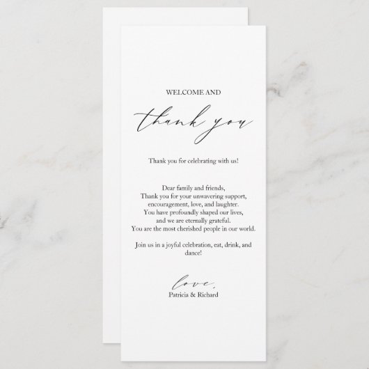 Minimalistisch Dankeschön Platzkarte Template (Vorne/Hinten)