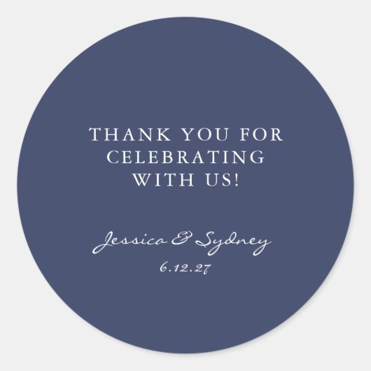 Minimalistisch Dark Navy Blue Script Custom Vielen Runder Aufkleber (Vorderseite)