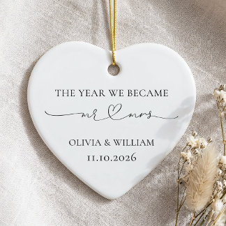 Minimalistisch Das Jahr, in dem wir Mr und Mrs Hea Keramik Ornament