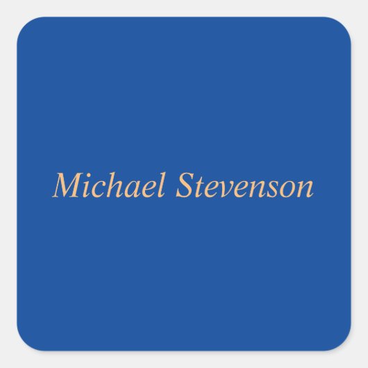 Minimalistisch Deep Blue Modern Schlicht Quadratischer Aufkleber (Vorderseite)