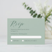Minimalistisch Deep Forest Green und Sage RSVP-Kar RSVP Karte (Stehend Vorderseite)