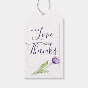Minimalistisch Deep Lila Single Tulip Wedding Geschenkanhänger