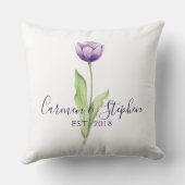 Minimalistisch Deep Lila Single Tulip Wedding Kissen (Rückseite)