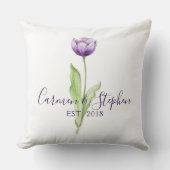 Minimalistisch Deep Lila Single Tulip Wedding Kissen (Vorderseite)