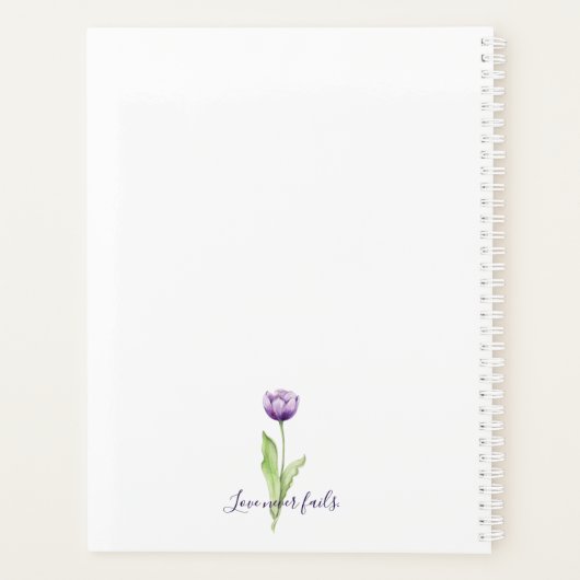 Minimalistisch Deep Lila Single Tulip Wedding Planer (Rückseite)