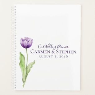 Minimalistisch Deep Lila Single Tulip Wedding Planer