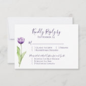 Minimalistisch Deep Lila Single Tulip Wedding RSVP (Vorderseite)