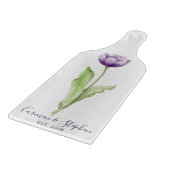 Minimalistisch Deep Lila Single Tulip Wedding Schneidebrett (Ecke)
