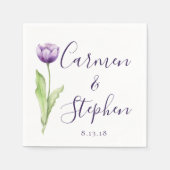 Minimalistisch Deep Lila Single Tulip Wedding Serviette (Vorderseite)