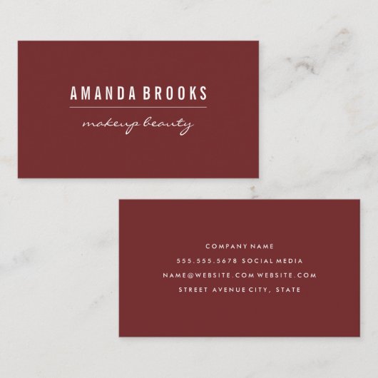 Minimalistisch Deep Red Visitenkarte (Vorne/Hinten)