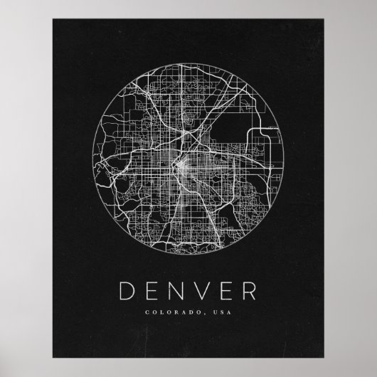 Minimalistisch Denver City Map Poster (Vorne)