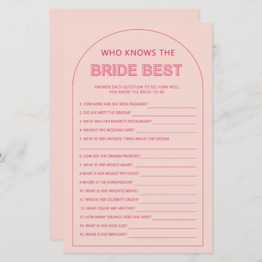 Minimalistisch, der das beste Brautparty der Braut (Vorne/Hinten)