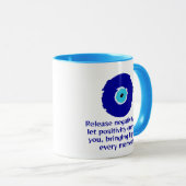 Minimalistisch Diamond Blue Evil Eye Positive Vibe Tasse (VorderseiteRechts)
