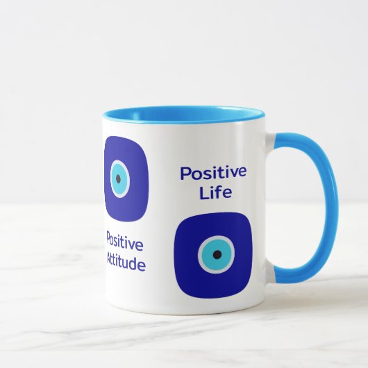 Minimalistisch Diamond Blue Evil Eye Positive Vibe Tasse (Rechts)