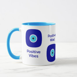 Minimalistisch Diamond Blue Evil Eye Positive Vibe Tasse