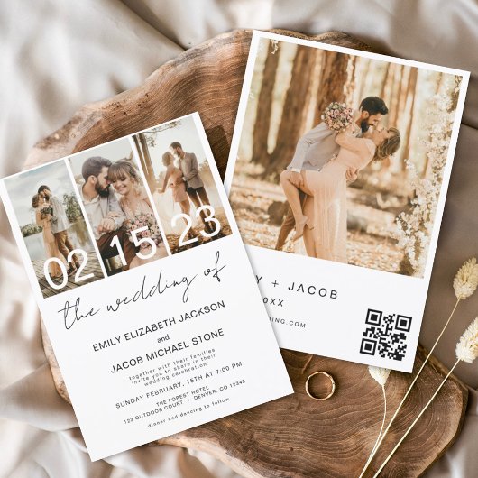 Minimalistisch Die Hochzeit von Foto QR-Code Einladung