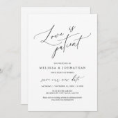 Minimalistisch, die Liebe ist geduldig, ändern Sie Einladung (Vorne/Hinten)