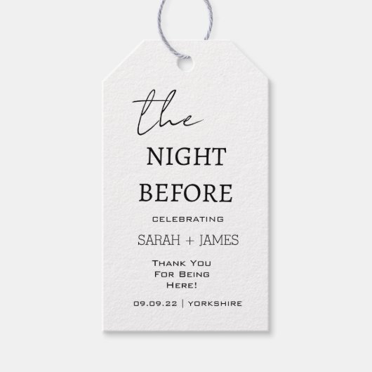 Minimalistisch die Nacht vor der Hochzeit Vielen D Geschenkanhänger (Vorderseite)