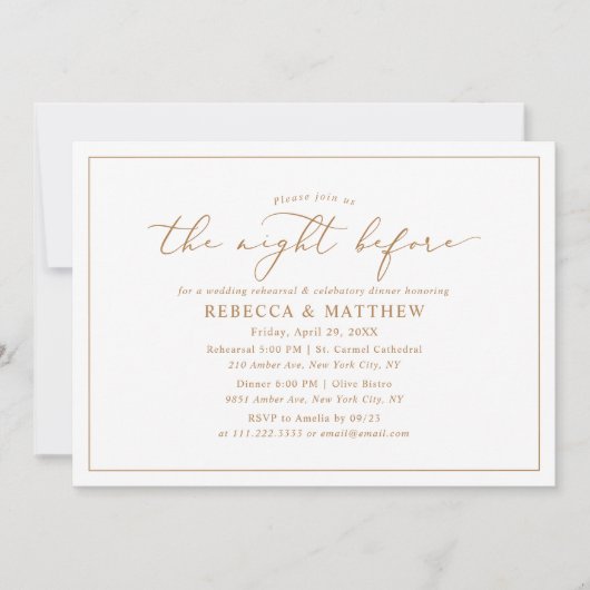 Minimalistisch Die Nacht vor der Probe Einladung (Vorderseite)