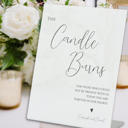 Minimalistisch dieses Candle Burns Wedding Pedesta Sockelschild